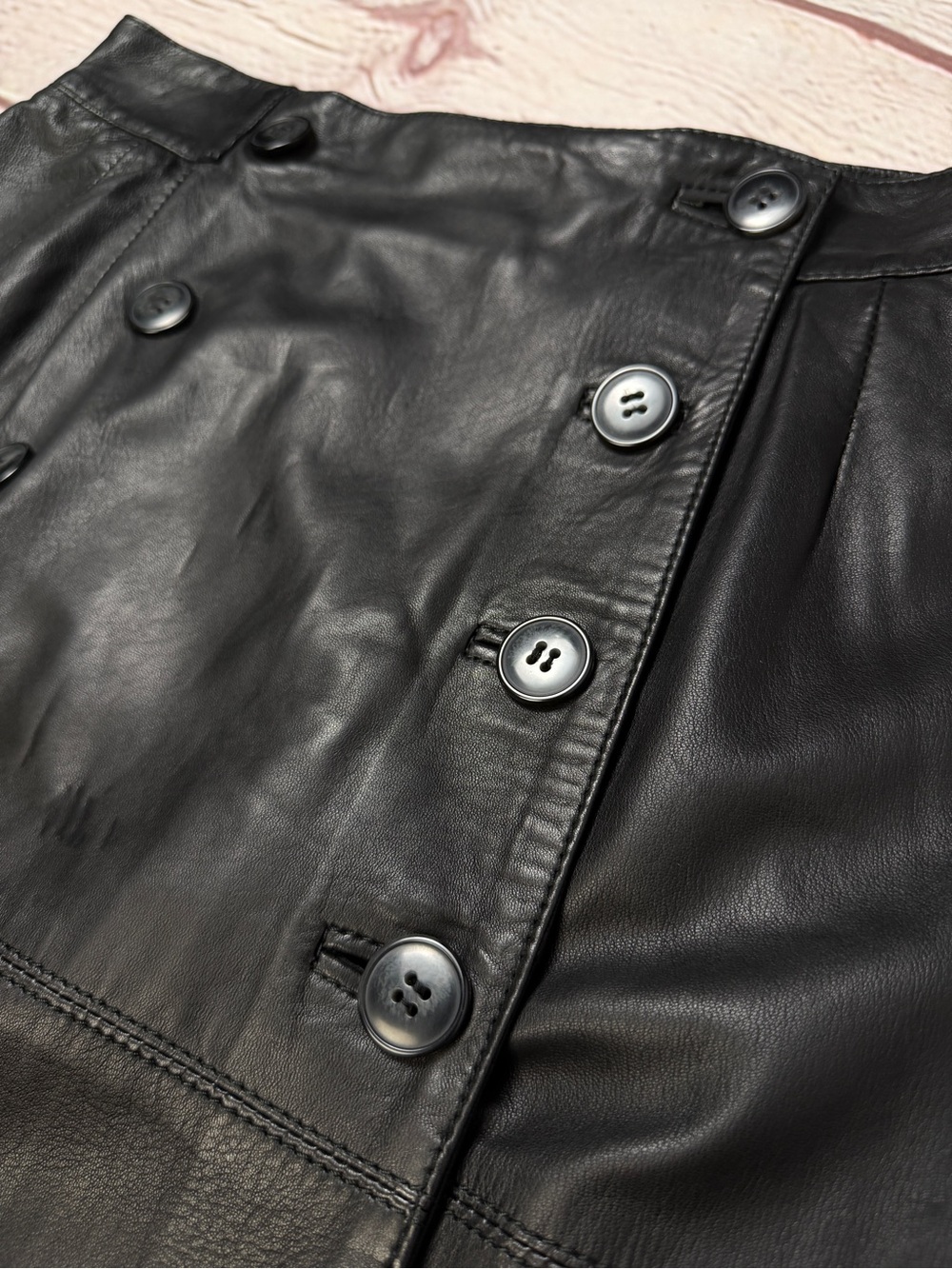MARCO PIERGUIDI black classic soft genuine leather wrap skirt, size 44 - Picture 6 of 15